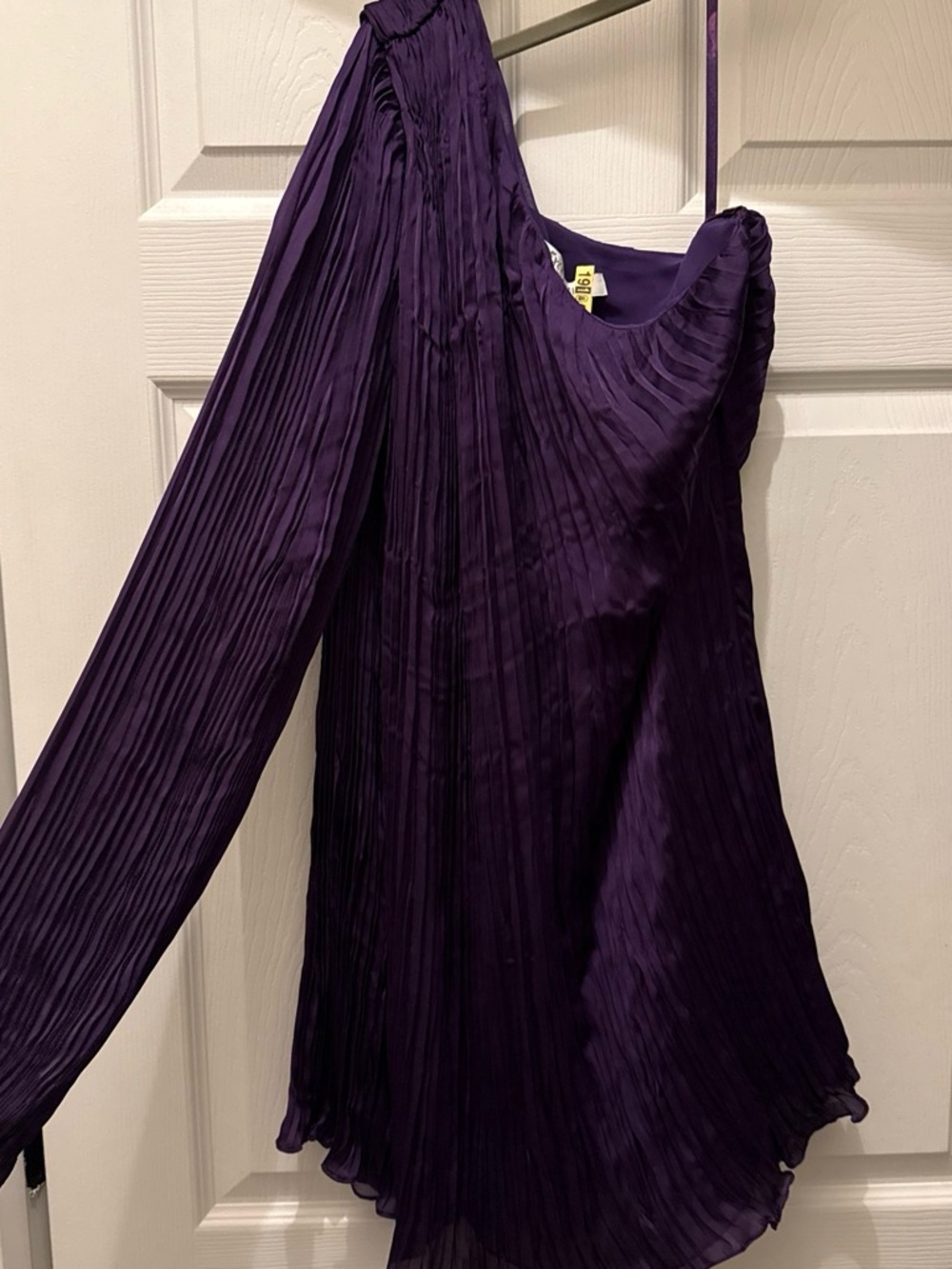 Asymmetric One-Shoulder Pleated Dress in Deep Purple
